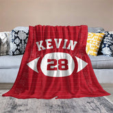 Lofaris Red Rugby Field Football Sports Custom Name Blanket
